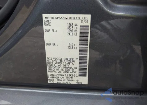 2021 Nissan Altima Sv Fwd from USA, damaged, VIN 1N4BL4DV0MN329261